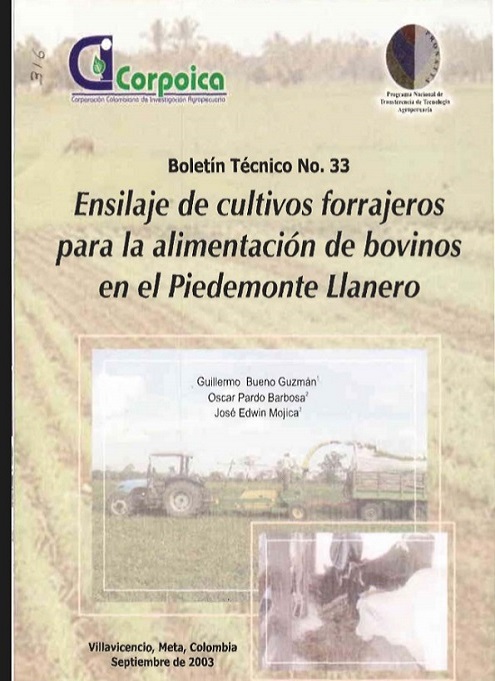 Ensilaje de cultivos forrajeros para la alimentación de bovinos en el Piedemonte Llanero